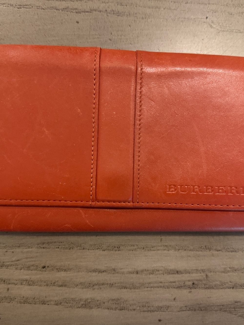 Burberry Burnt Orange Leather Wallet with Novacheck Interior